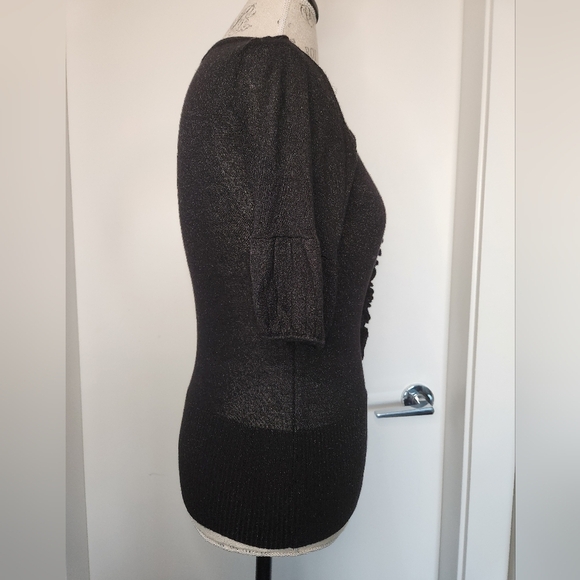 Sparkly Black Puff Sleeve Cardigan - Picture 4 of 12